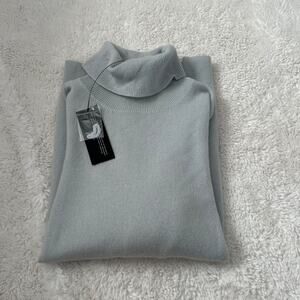 NWT C by Bloomingdales Womens Cashmere Turtleneck Sweater Sky Blue Size Large